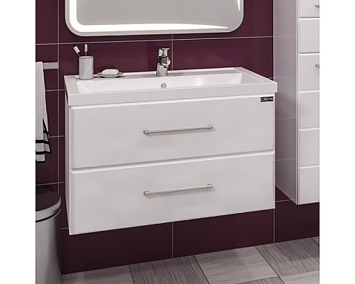 Тумба под раковину СанТа Омега 80 2 ящика подвесная Белая
