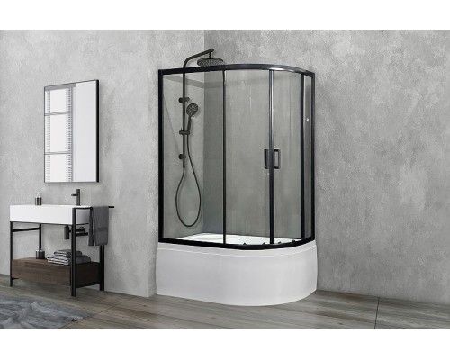 Душевой уголок Royal Bath ВК 120х80 профиль Черный стекло прозрачное