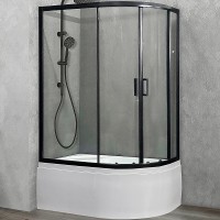 Душевой уголок Royal Bath ВК 120х80 профиль Черный стекло прозрачное