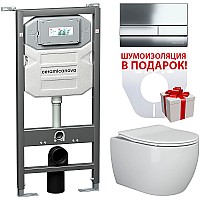 Комплект унитаза с инсталляцией Ceramica Nova Play CN3001_1002CH_1000 с сиденьем Микролифт и клавишей смыва