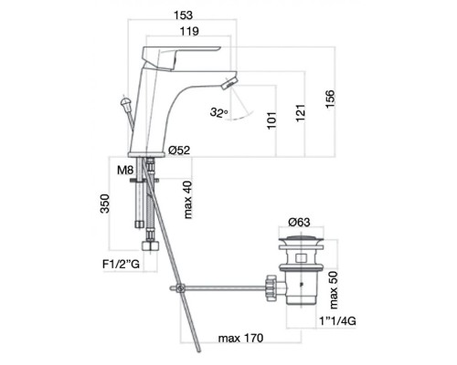 Смеситель для раковины Webert Sax Evolution SE833102740, белый