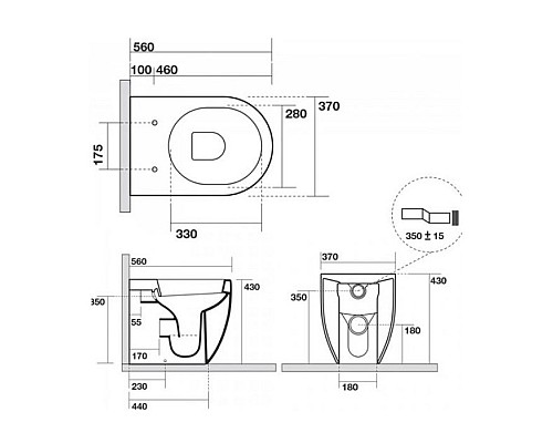 Унитаз приставной Kerasan Flo 311801 белый