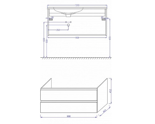 Тумба под раковину Jacob Delafon Madeleine 100 L EB2054-J51 подвесная Белая матовая
