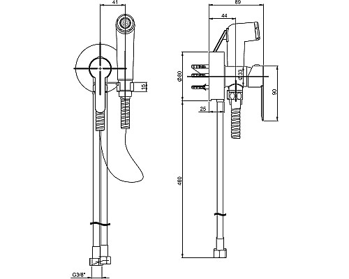 Гигиенический душ со смесителем Paini Aosta 92CR304KM с наружным подключением Хром