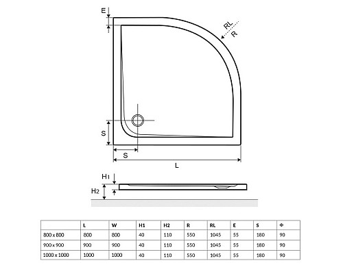 Поддон Excellent Sense 100x100 белый