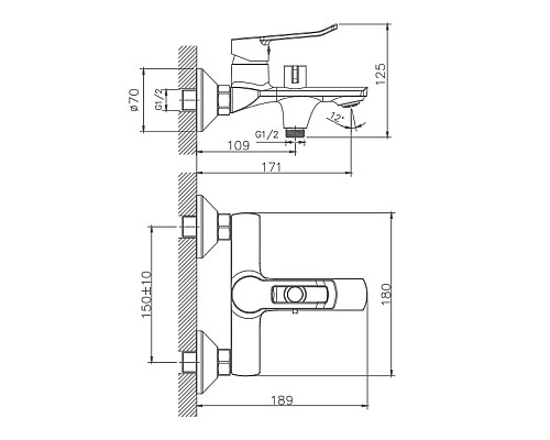 Смеситель для ванны Haiba HB60556 Хром