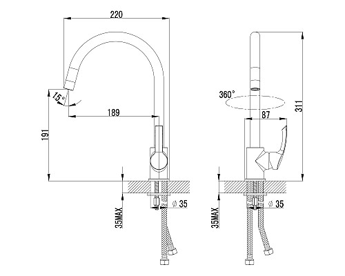 Смеситель Lemark Plus Strike LM1105C для кухни
