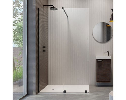 Дверь Furo Walk-in Black 638x200 прозрачное 8 мм правая 1/2