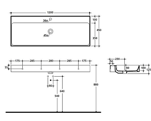 Раковина Kerasan Cento 353401 120