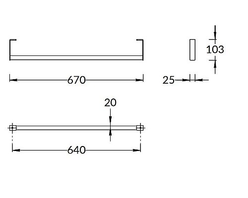 Держатель для полотенец Kerama Marazzi к раковинам LOGICA 70 с крепежом, черный матовый