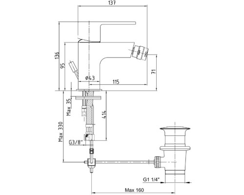 Смеситель для биде E.C.A. Nita 102110151EX Хром