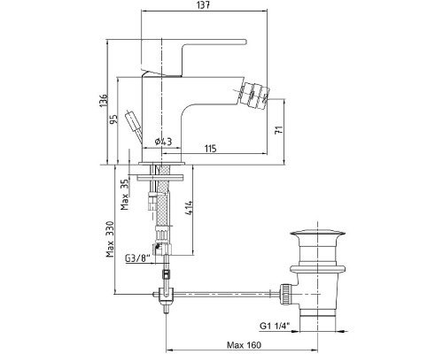 Смеситель для биде E.C.A. Nita 102110151EX Хром