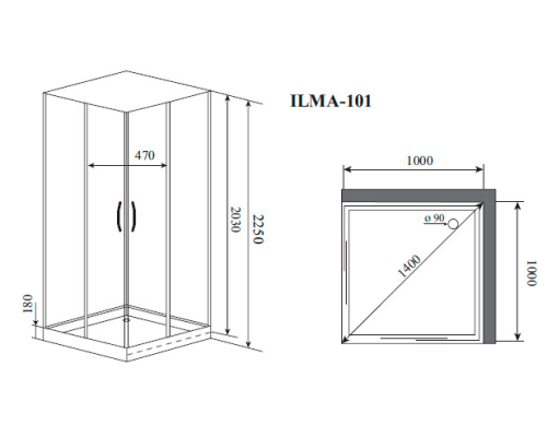 Душевая кабина Timo Premium 100x100 ILMA101 без гидромассажа