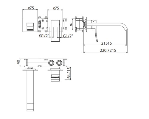 Смеситель для раковины встраиваемый Gattoni Ely цвет хром