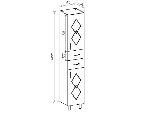 Шкаф пенал Bellezza Элеганс 35 4628604110077 Бежевый