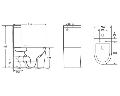Унитаз компакт CeramaLux 2179XMDH Серый матовый с бачком и сиденьем Микролифт