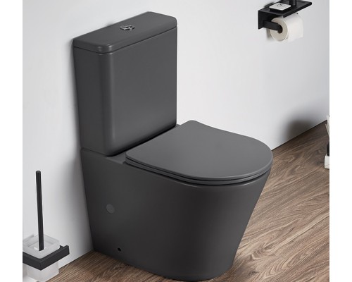 Унитаз компакт CeramaLux 2179XMDH Серый матовый с бачком и сиденьем Микролифт