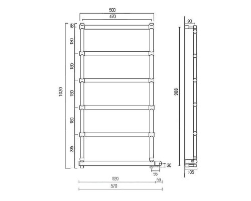 Полотенцесушитель электрический, хром, Margaroli Sole 5424706CRNB
