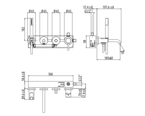 Смеситель для ванны встраиваемый Gattoni Circle Two цвет Bianco Opaco