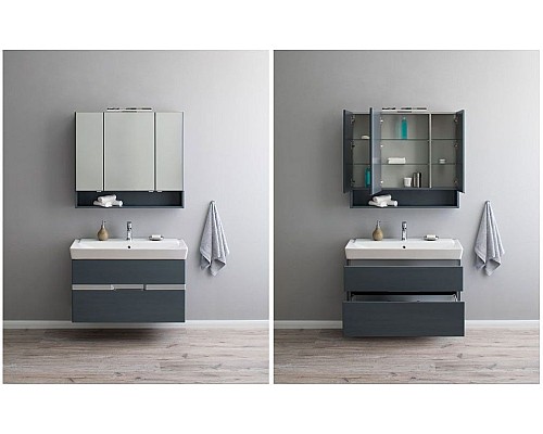 Зеркало-шкаф Aquanet Виго 100 сине-серый