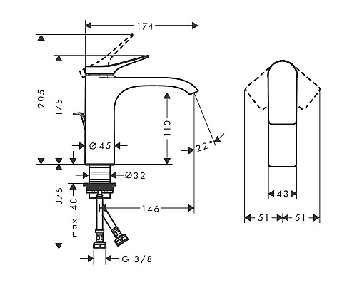 Смеситель для раковины Hansgrohe Vivenis 75020670 Черный матовый