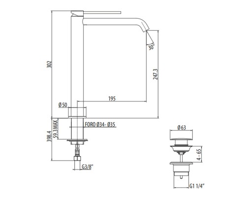 Смеситель для биде Gattoni Circle Two с донным клапаном цвет Nero Opaco