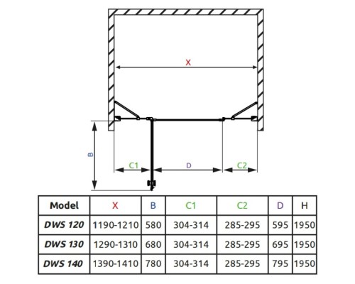 Душевая дверь EOS II DWJS 120/L