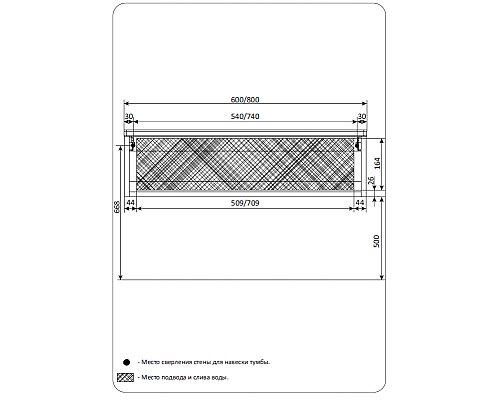 Тумба под раковину 1MarKa Nega 60П Ц0000002812 подвесная Белый глянец