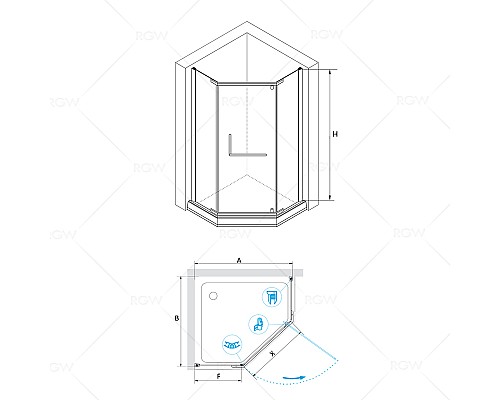 Душевой уголок RGW Passage PA-081 90х90 35088199-11 профиль Хром стекло прозрачное