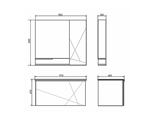 Зеркало со шкафом Comforty Мерано 90 R 00-00010664 Белое матовое