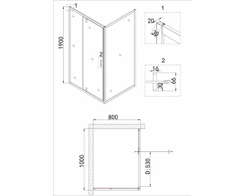 Душевой уголок Niagara Nova 100х80 NG-83-10AB-A80B профиль Черный стекло прозрачное