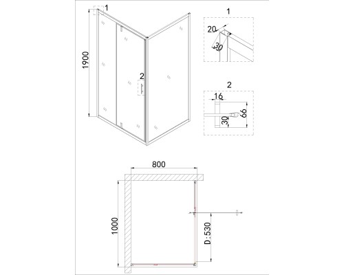 Душевой уголок Niagara Nova 100х80 NG-83-10AB-A80B профиль Черный стекло прозрачное