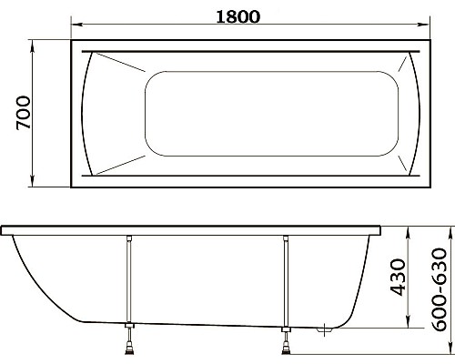 Акриловая ванна Marka One Modern 180х70 01мод1870