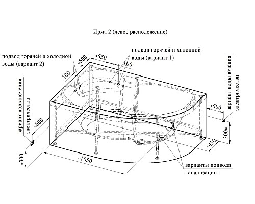 Гидромассажная ванна Vannesa Ирма 2-75-2-1-0-216 с каркасом левосторонняя Гидромассажная ванна Vannesa Ирма 2-75-2-1-0-216 с каркасом левосторонняя