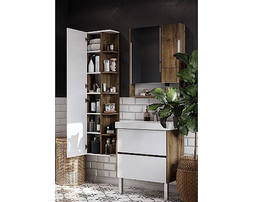 Шкаф пенал Aquaton Сканди 40 1A253403SDZ90 подвесной Белый Дуб рустикальный