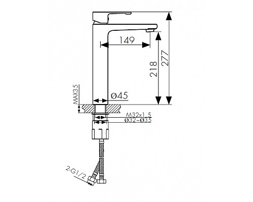 Смеситель для раковины-чаши KAISER Elite 01111