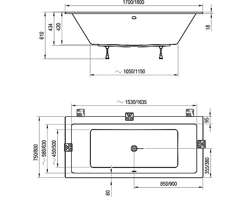 Акриловая ванна Ravak Formy 01 Slim 170x75 C691300000
