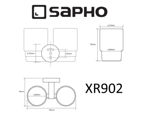 Стакан для зубных щеток Sapho X-round XR902 двойной Хром