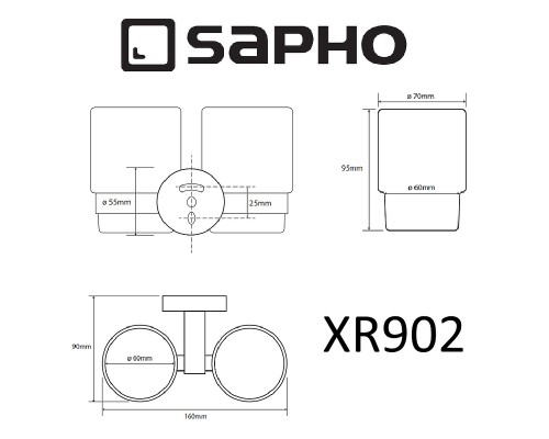 Стакан для зубных щеток Sapho X-round XR902 двойной Хром