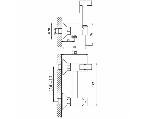 Гигиенический душ со смесителем Haiba HB5510 Хром