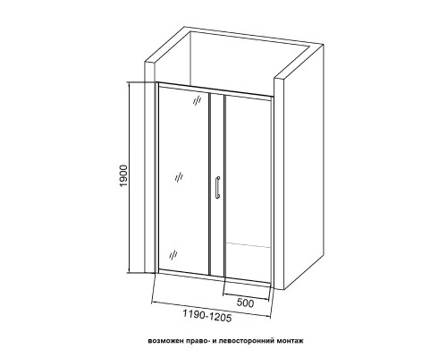 Душевая дверь в нишу Orange E02-120TB 120 профиль Черный стекло прозрачное