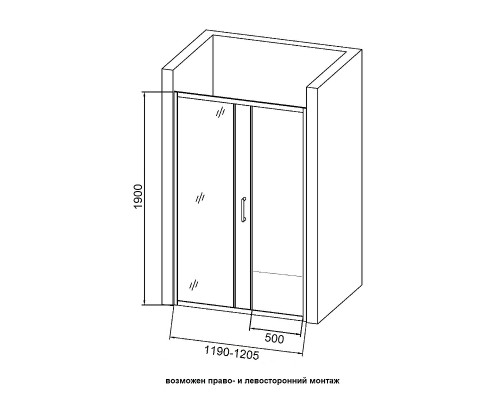 Душевая дверь в нишу Orange E02-120TB 120 профиль Черный стекло прозрачное