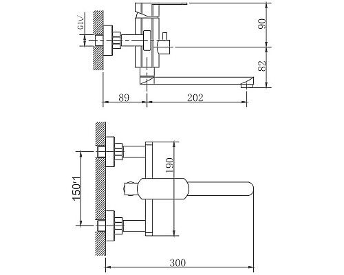 Смеситель для ванны Haiba HB60806 универсальный Нержавеющая сталь