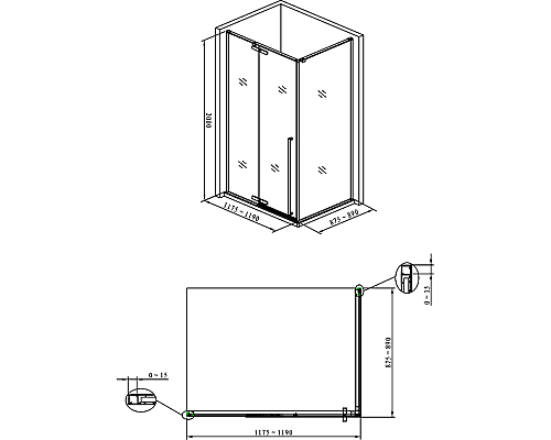 Душевой уголок Allen Brau Fantasy 120x90 3.11003-00 профиль Хром стекло прозрачное