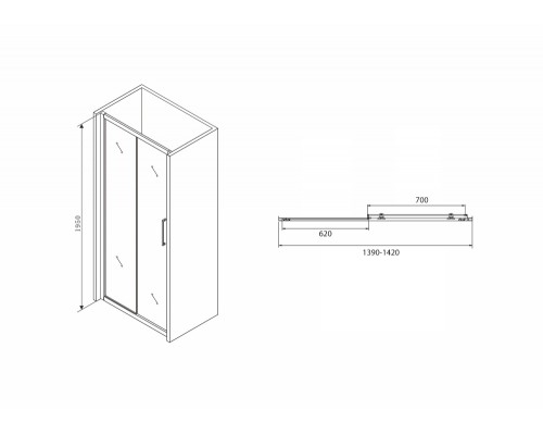 Душевая дверь Abber Schwarzer Diamant 140 AG30140BH профиль Черный стекло прозрачное