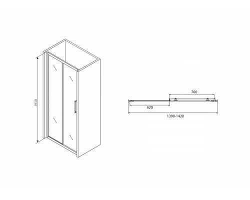Душевая дверь Abber Schwarzer Diamant 140 AG30140BH профиль Черный стекло прозрачное
