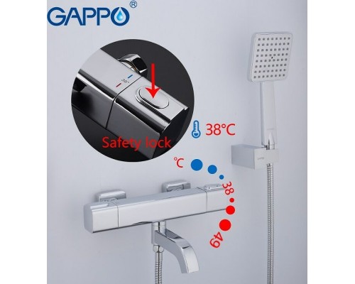 Смеситель для ванны Gappo с термостатом Хром