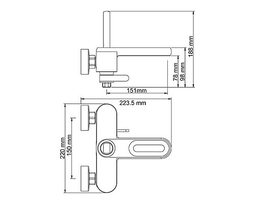 Смеситель для ванны WasserKRAFT 1801 с коротким изливом