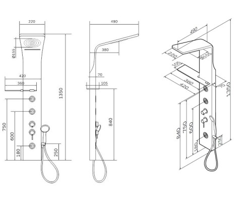 Гидромассажная панель AM.PM Joy W85P-2-136AW 1350 мм