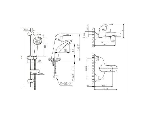 Комплект смесителей Agger Proud A0831100 Хром